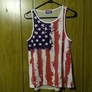 Claire's Red and Blue American Flag Tank Top